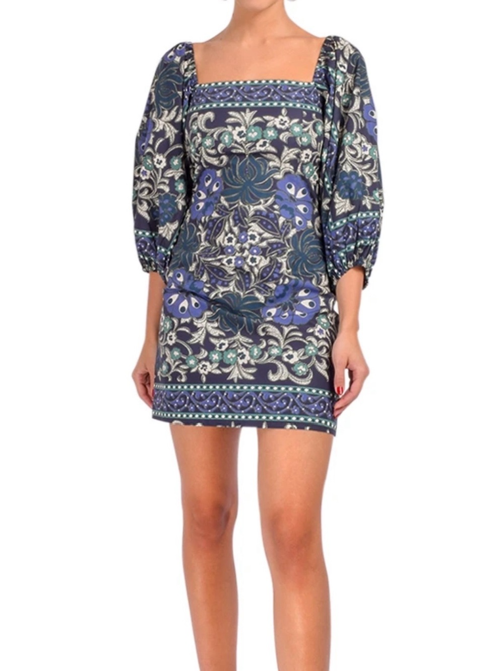 Cara Cara Montauk Dress Blue Bogata Scarf Size S